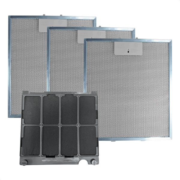 Kit 3 Filtro Alumínio + Carvão Coifa Brastemp BAF10A BAE90A