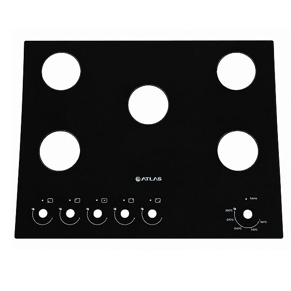 Mesa De Vidro Tampo Fogão Atlas Mônaco Top Glass 5 Bocas