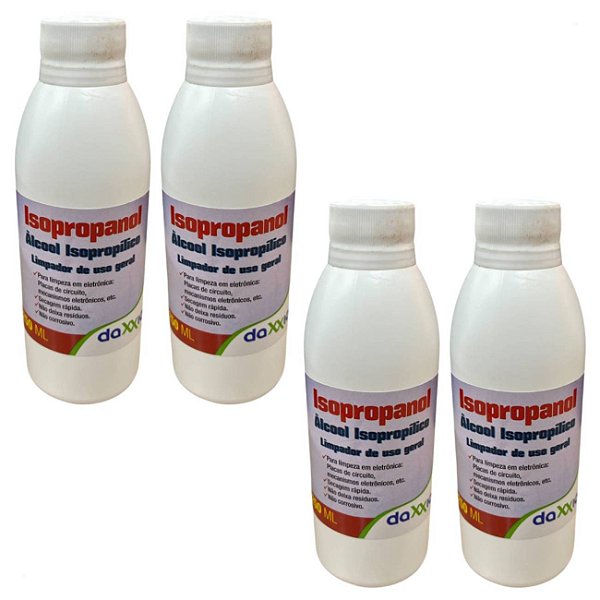 Kit 4 Álcool Isopropílico Limpeza Telas e Eletrônicos 250ml