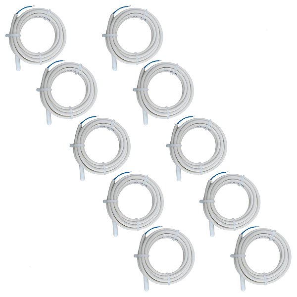 Kit 10 Sensor Termistor NTC SB70 Branco 2m Full Gauge