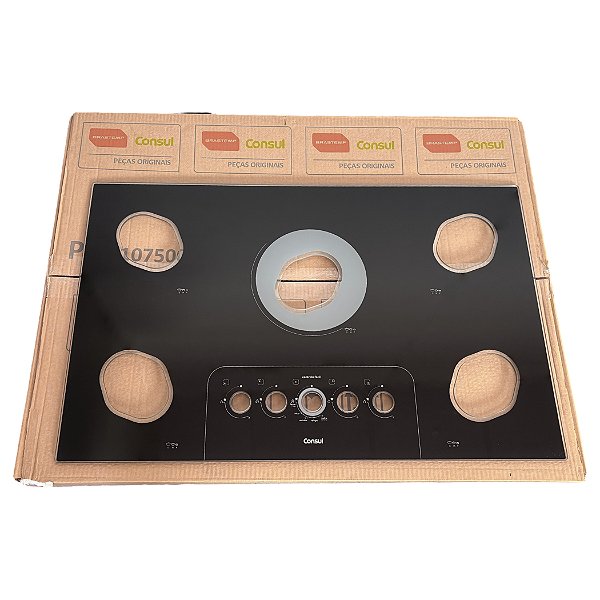 Mesa Tampo Vidro Fogão Cooktop Consul CD075AE 5 Bocas