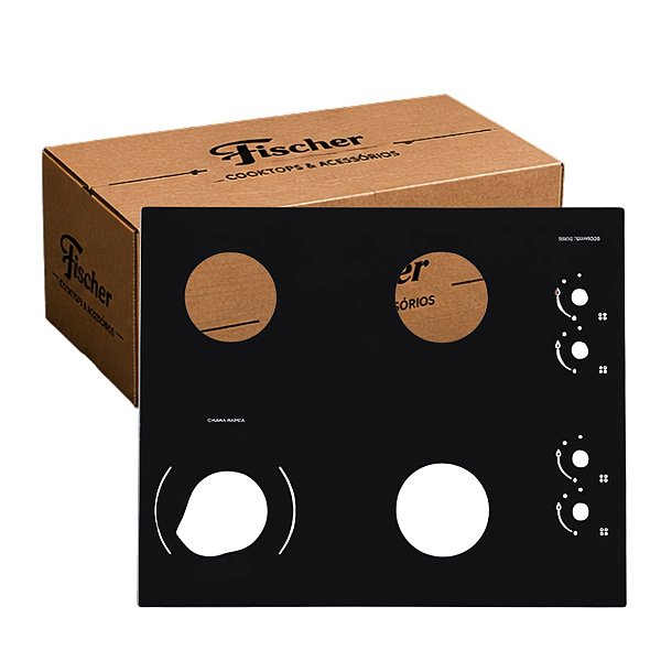 Mesa Vidro Tampo Fogão Cooktop 4 Bocas Fischer Fit Line