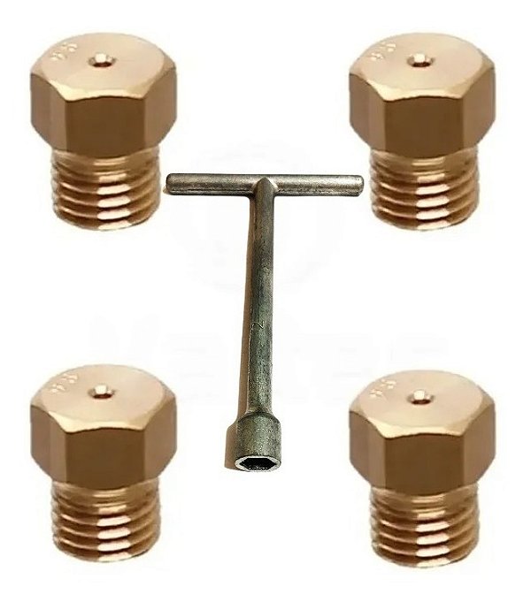 Chave + 4 Bico Injetor Gicle Fogão Cooktop Fischer Glp
