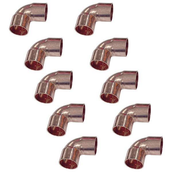 Kit 10 Conexão Cobre Curva Longa 90º 1/2" Com Parede 0,66mm