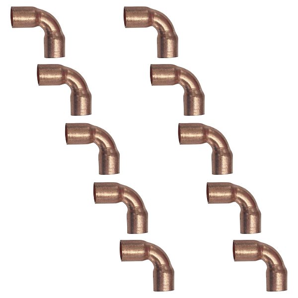 Kit 10 Conexão Cobre Curva Longa 90º 1/4" Com Parede 0,50mm