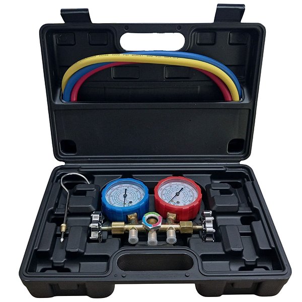 Kit Manifold Mangueira Refrigeração 1/4 R22 R407c R410a 90cm