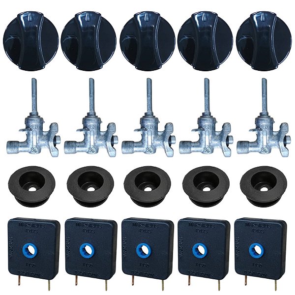 Registro + Botão + Vedação + Interruptor Fogão Fischer