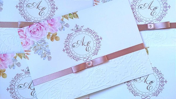 Convites de casamento com relevo seco