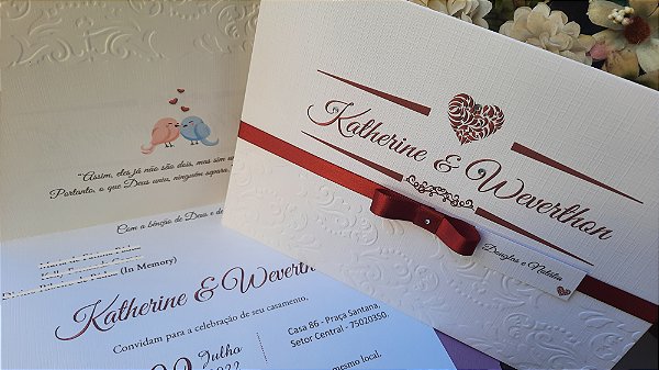 Convites de casamento com relevo seco