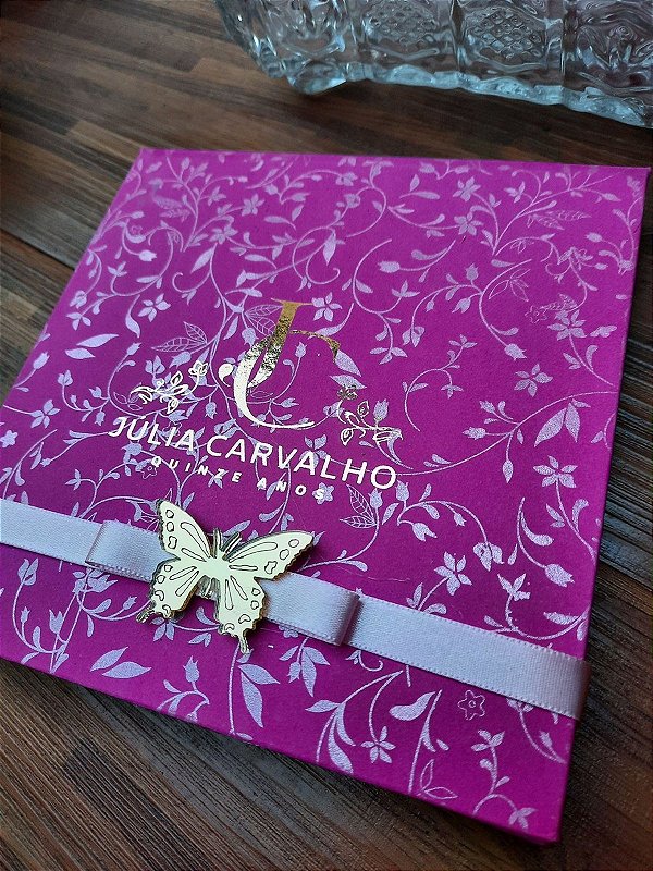 Caixa Convite Floral de 15 Anos Luxo