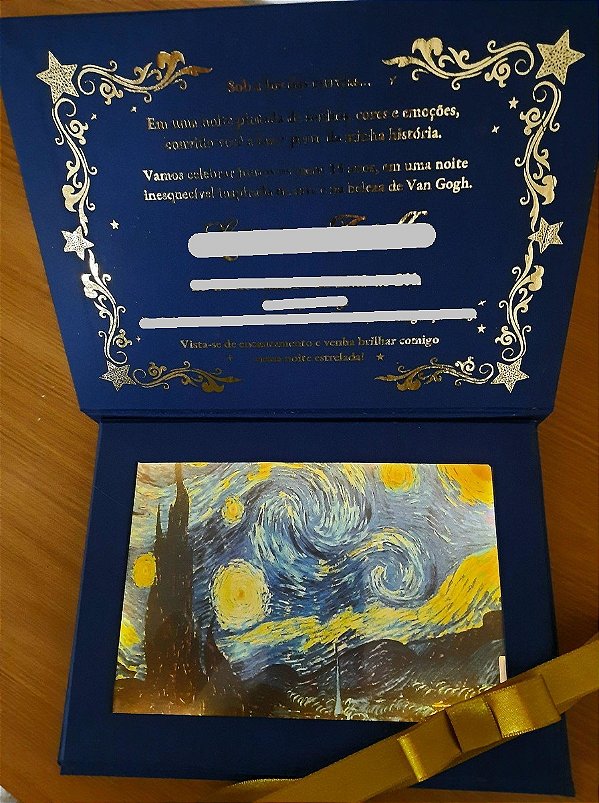 Caixa Convite Noite Estrelada Van Gogh