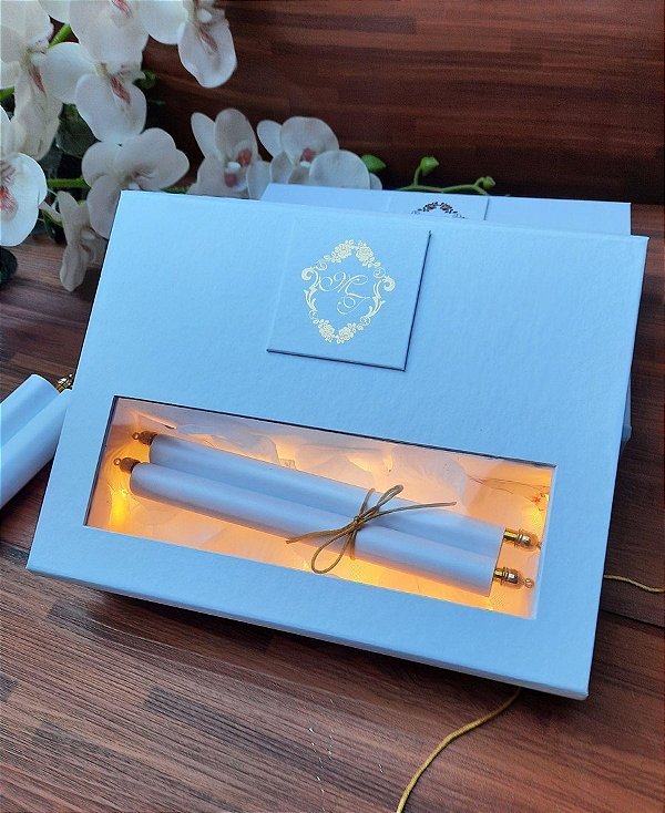 Caixa convite pergaminho luxo