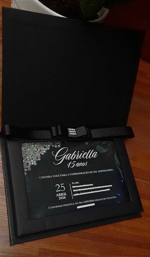 Convite caixa com Transparência Luxo