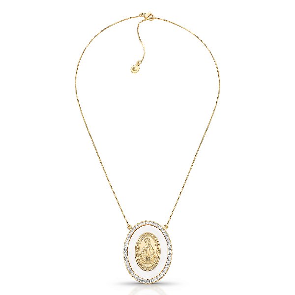 COLAR DIVINE MEDAL DOURADO/MADREPEROLA