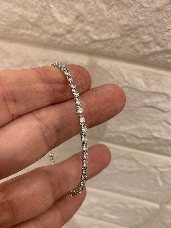 PULSEIRA FLEXIVEL ESFERAS E ZIRCS RODIO
