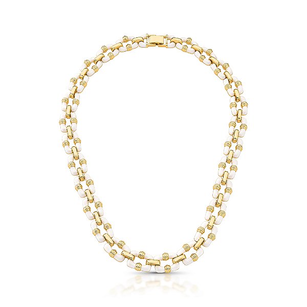 COLAR ICE CHAIN DOURADO/BRANCO