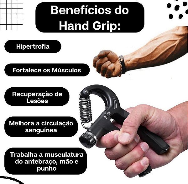Hand Grip Com Mola Ajustável De Força 5 A 60kg Fisioterapia - Mebusque - O  Melhor Em Compras Online!