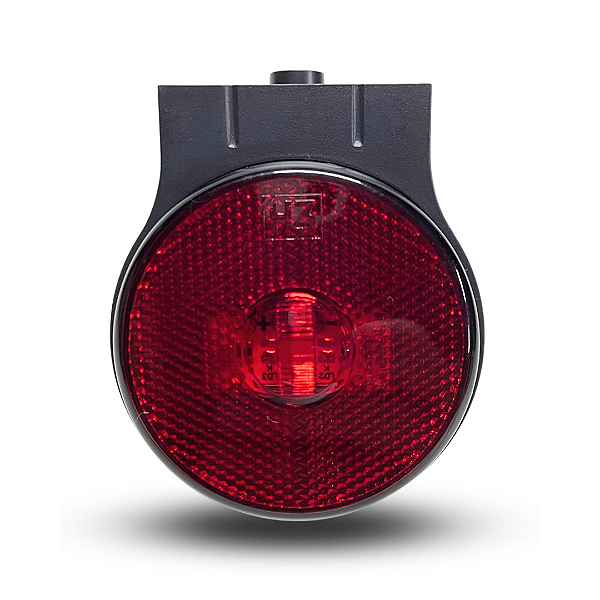 LANTERNA LATERAL LED COM SUPORTE - 65MM VERMELHA BIVOLT