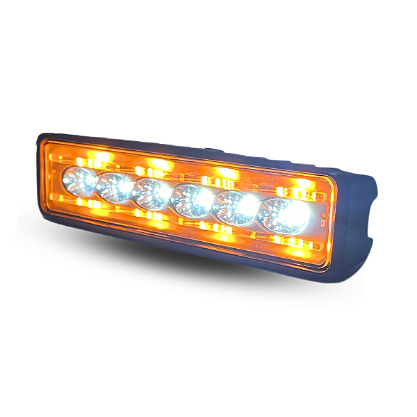 FAROL AUXILIAR RETANGULAR C/ STROBO AMBAR LED 18W 12V/24V