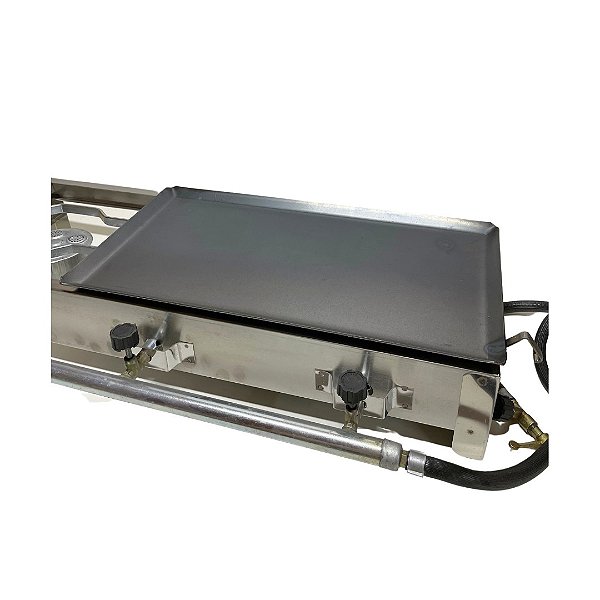 FOGAREIRO 3 BOCAS INOX C/ CHAPA