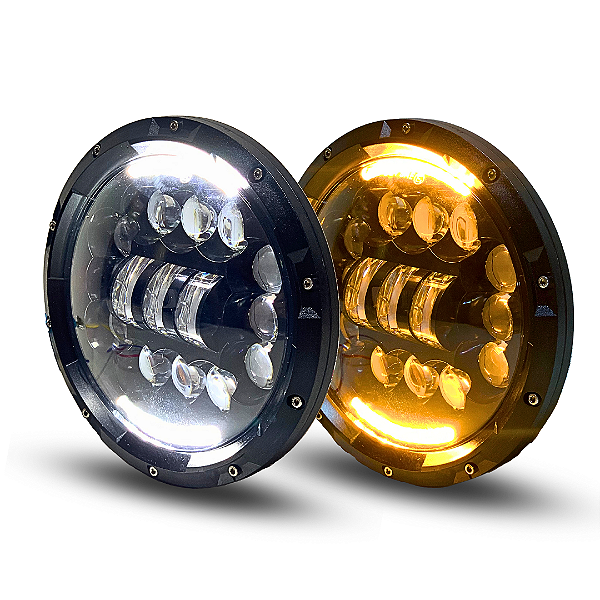 PAR FAROL 7 POLEGADAS FULL LED DRL E SETA 100W