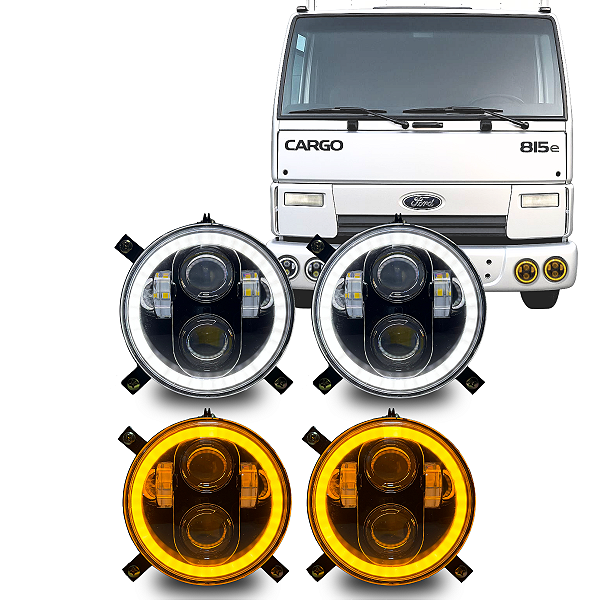 KIT 4 FARÓIS LED 5.75 COM SUPORTES CARGO 815 2628 e MB1938S