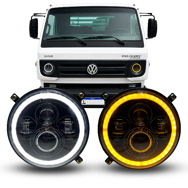 FARÓIS LED ANGEL EYES VW DELIVERY 8-150 9-150 10-160