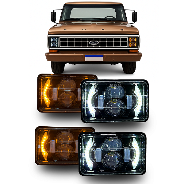 KIT 4 FARÓIS LED FORD F1000 F4000 4 FARÓIS