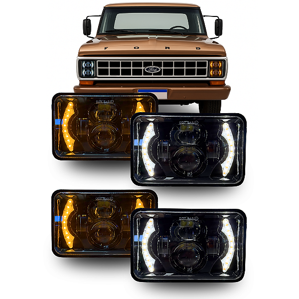 KIT 4 FARÓIS LED FORD F1000 F4000 4 FARÓIS