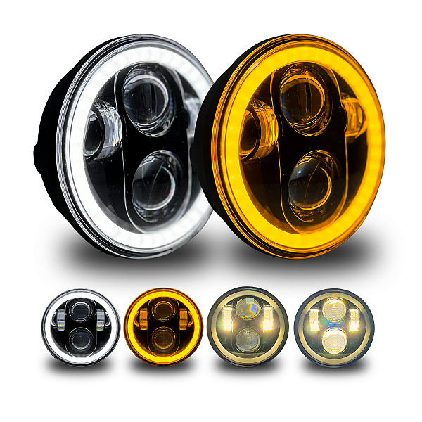 PAR FAROL LED 5,75 ANGEL 4300K LUZ AMARELA DRL E SETA