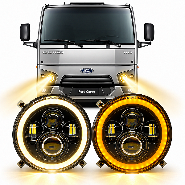 FAROL LED ANGEL EYES 4300K C/ SUPORTES CARGO 816 1119