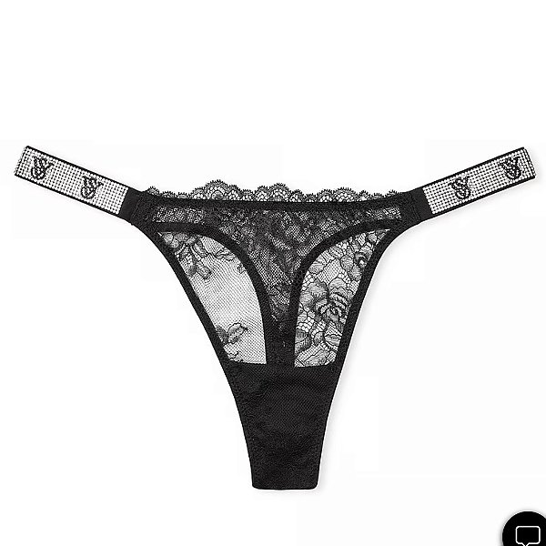 Calcinha Victoria’s Secret Renda + Strass Preta