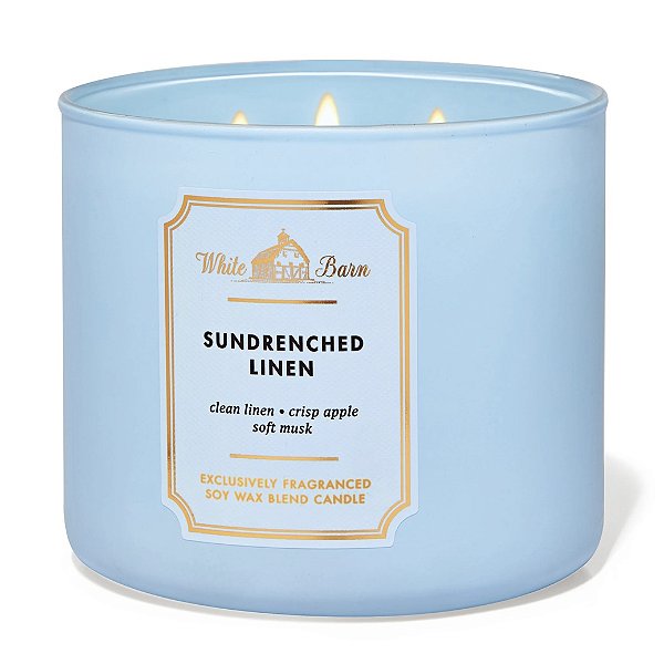 Vela Aromática 3 Pavios Sundrenched Linen Bean Bath & Body Works