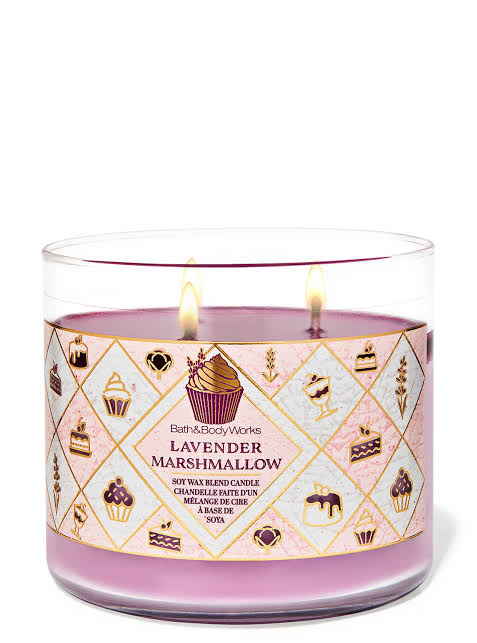 Vela Aromática 3 Pavios Lavender Marshmallow Bath & Body Works #importados #progressiva