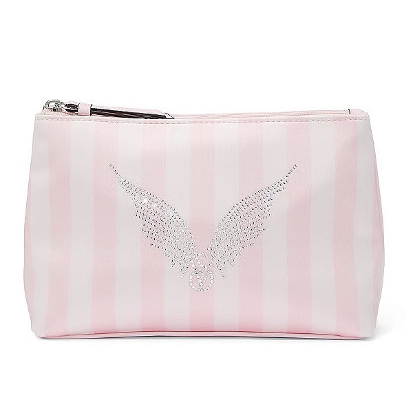 Necessaire Victoria’s Secret Fashion Show Rosa Listrada com Asas em Strass