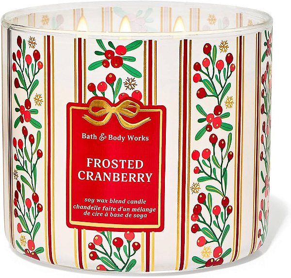 Vela Aromática 3 pavio Frosted Cranberry Bath & Body Works #Natal