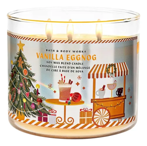 Vela Aromática 3 Pavios Vanilla Eggnog Bath & Body Works