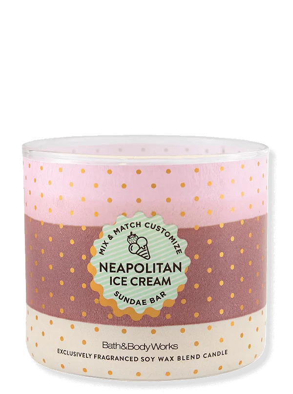 QUEBRADA Vela 3 Pavios Neapolitan Ice Cream Bath & Body Works