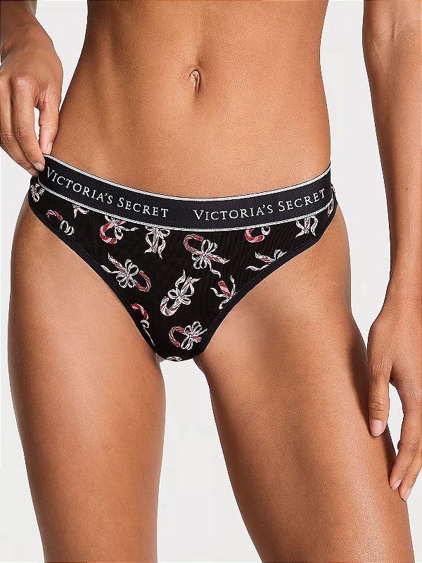 Calcinha Fio de Algodão Preta Natal Victoria’s Secret