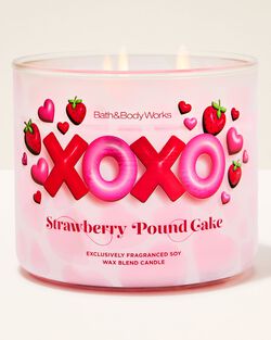 Vela 3 Pavios Strawberry Pound Cake Edição Dia dos Namorados Bath & Body Works