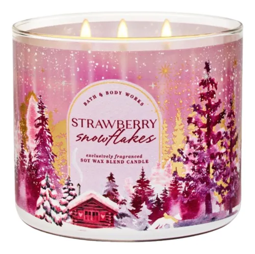 Vela Aromática 3 Pavios Strawberry Snowflakes Bath & Body Works