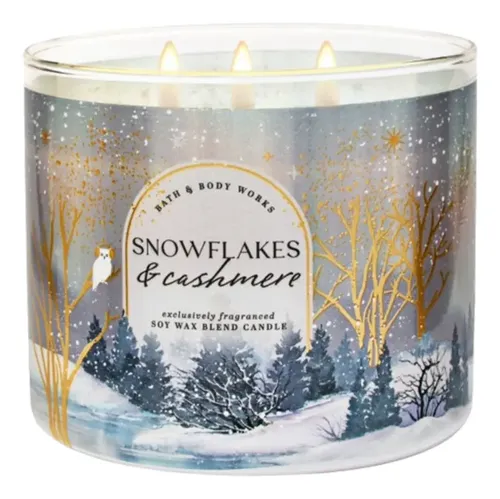 Vela Aromática 3 Pavios Snowflakes & Cashmere Bath & Body Works