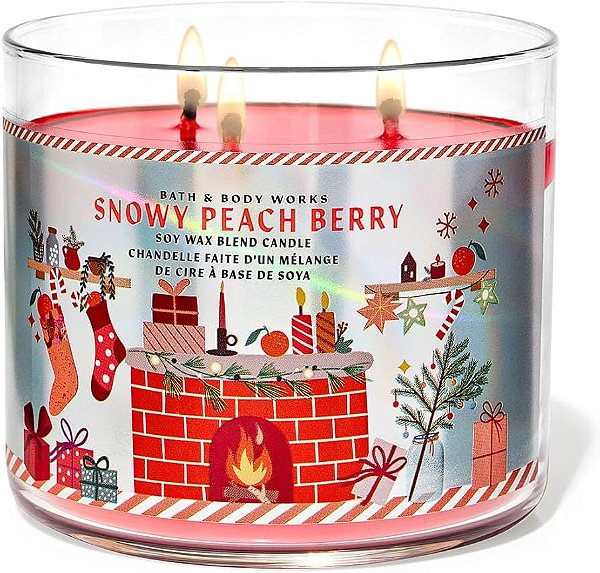 Vela Aromática 3 pavios snowy Peach Berry Bath & Body Works