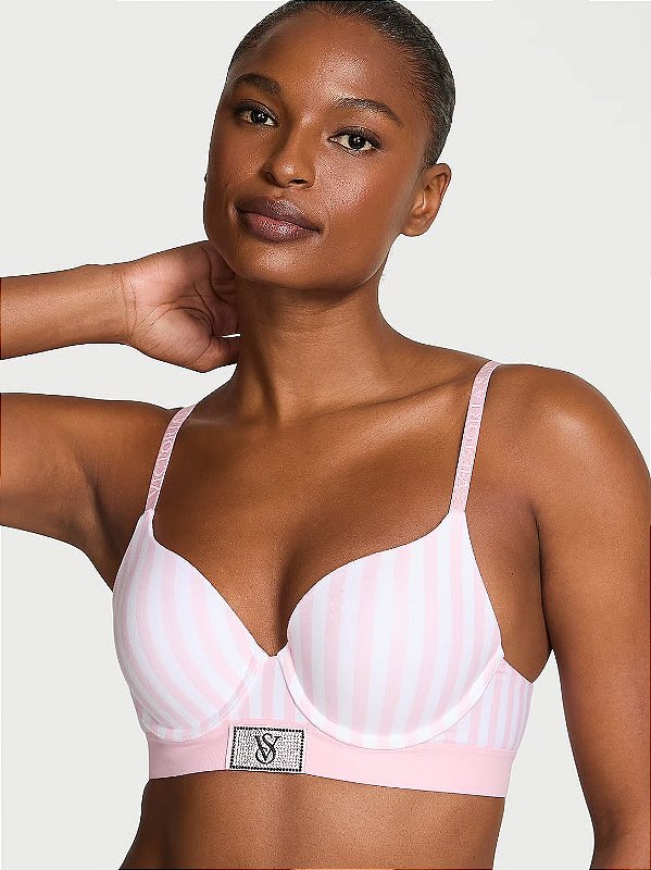 Sutiã Victoria’s Secret Rosa Clássico Logo Shine em Algodão