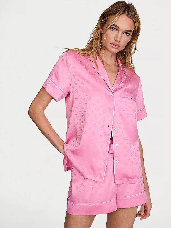 Pijama Curto Cetim Rosa Chiclete Victoria´s Secret