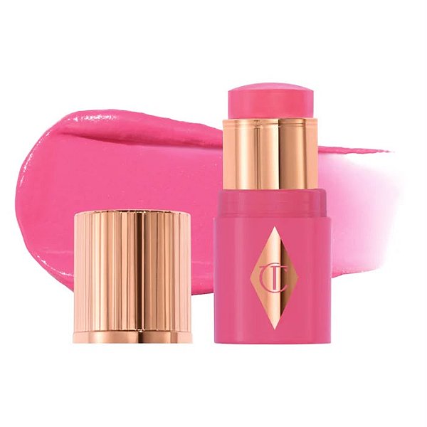 Charlotte Tilbury Mini Unreal Lip + Cheek Glow Blush Stick with Hyaluronic Acid Cor Pink Glow