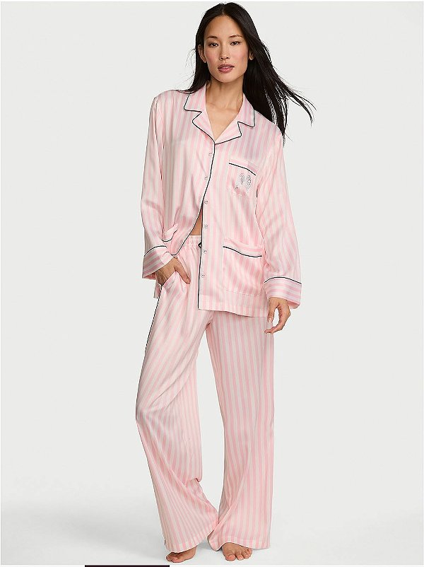 PRÉ VENDA Pijama Longo Cetim Escrita Fashion Show 2026 Victoria´s Secret