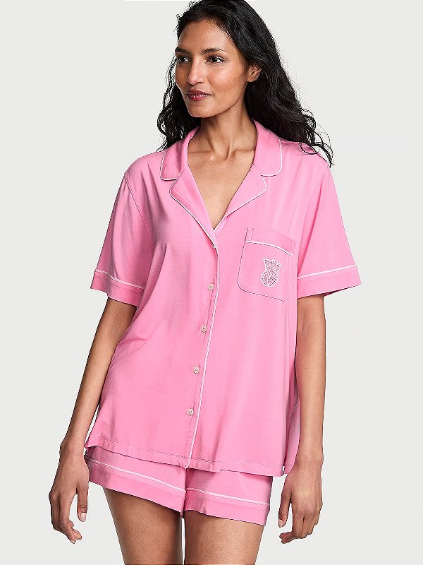 Pijama Algodão Curto Rosa Chiclete Victoria's Secret