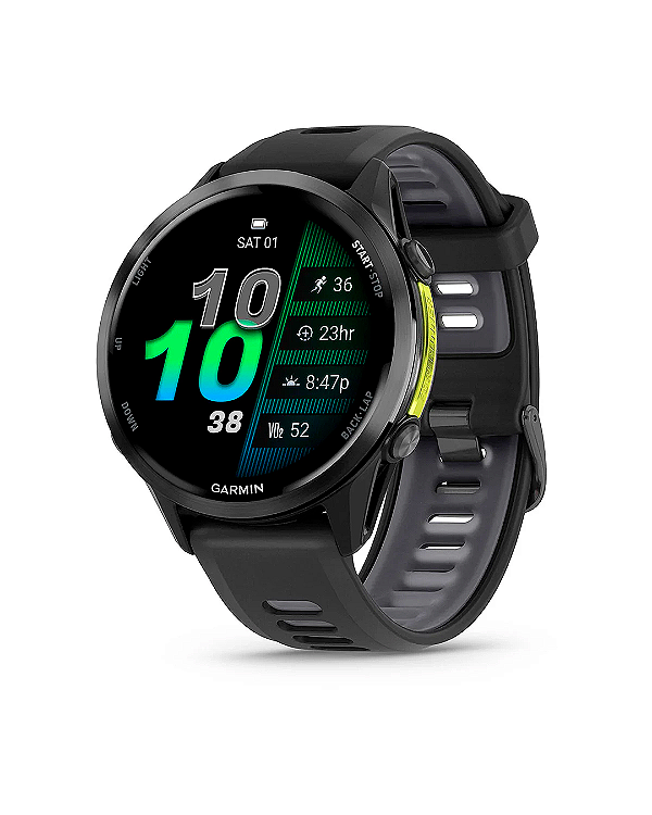 Relógio Garmin Forerunner 970 - Carbon Gray DLC Titanium with Black Case and Black Translucent Whitestone Band 010-02969-00