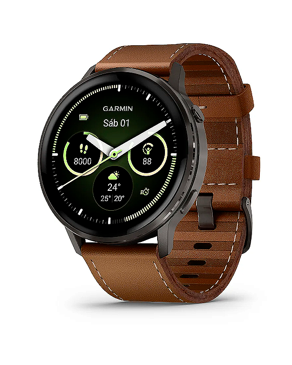Relógio Garmin Venu 4 -45 MM - Slate/Brown (010-03013-02) + Pulseira